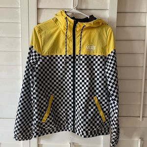 Vans Kastle II Yellow & Checkerboard Windbreaker Jacket Size Small
